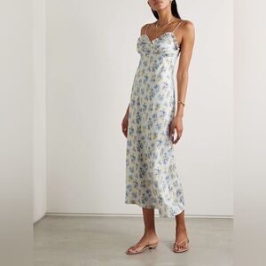 DÔEN Sandia ruffled floral-print silk-blend twill midi dress